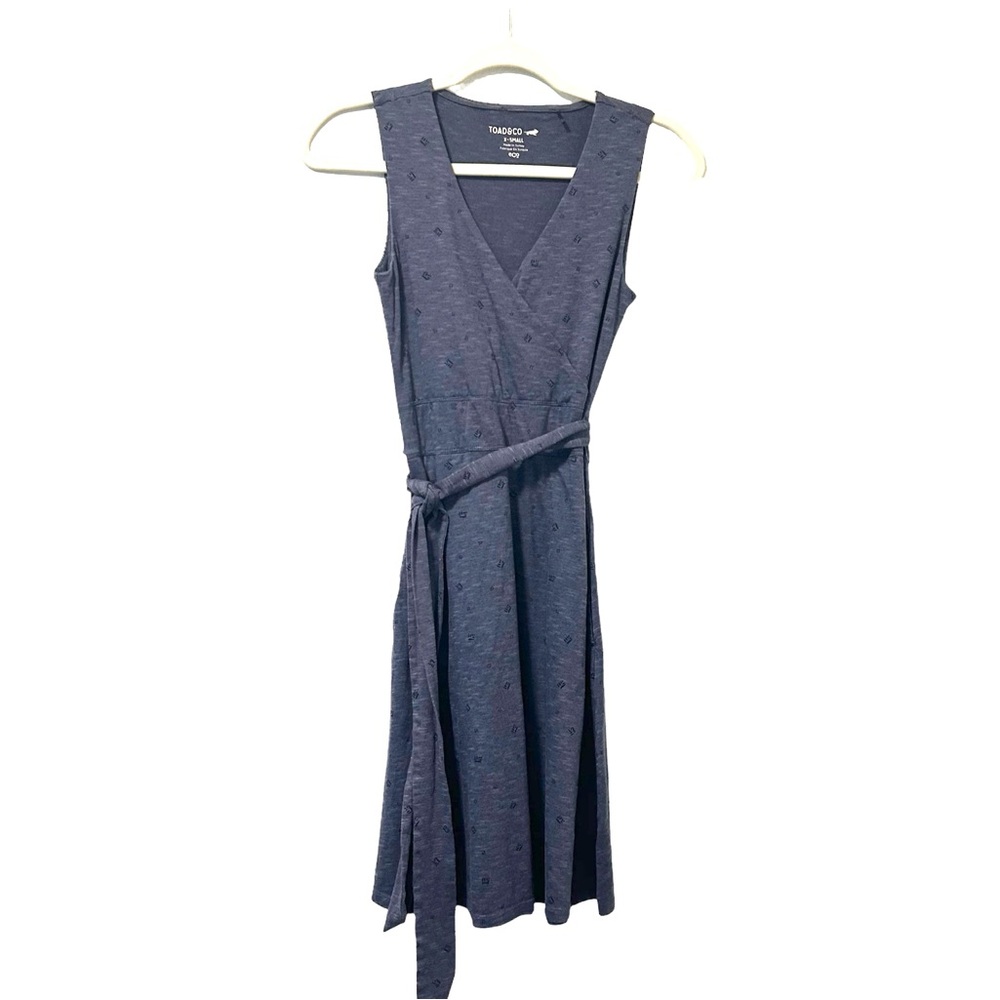 Toad&Co Navy Blue Sleeveless Wrap Dress